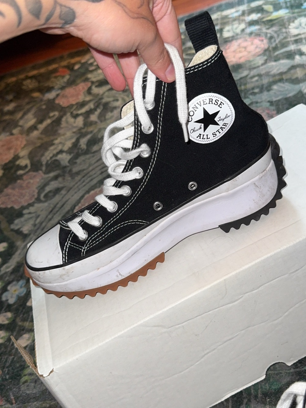 Converse Black and White Platform Run Star Hike High-Top Sneaker